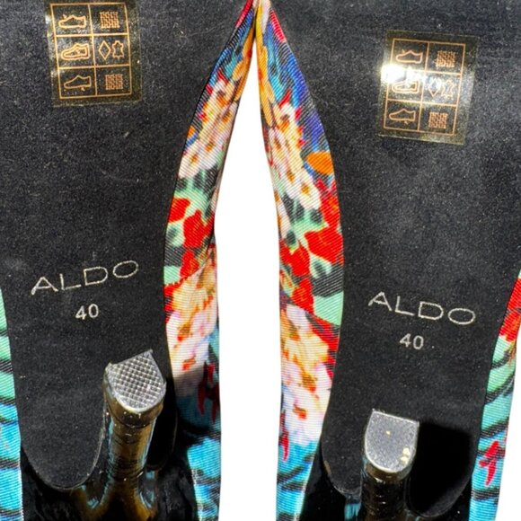 ALDO Floral Animal Print High Heel Peep Toe Pumps Size US 9 Sexy Stilettos Date - Picture 7 of 8